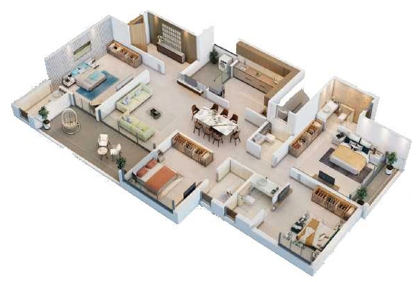 4 BHK floor plan — Pristine Amore, Kalyani Nagar